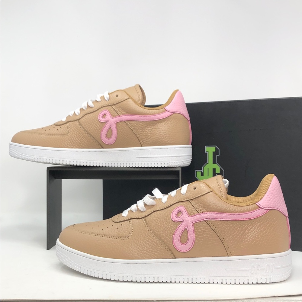 John Geiger GF-01 Linen Tan/Pink/White Mens Sneakers - Size 10